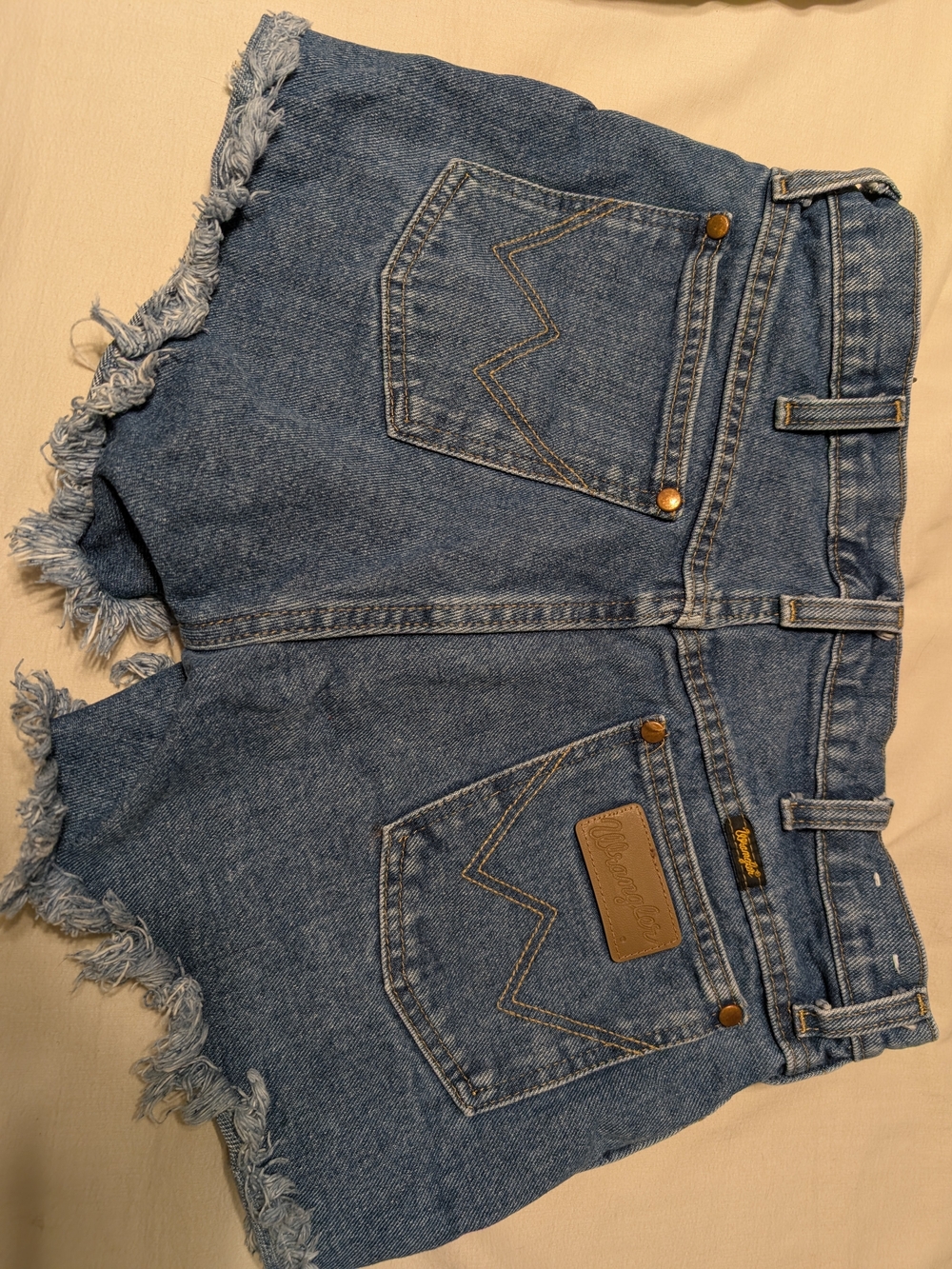 Wrangler Light Blue Frayed Hem Denim Shorts